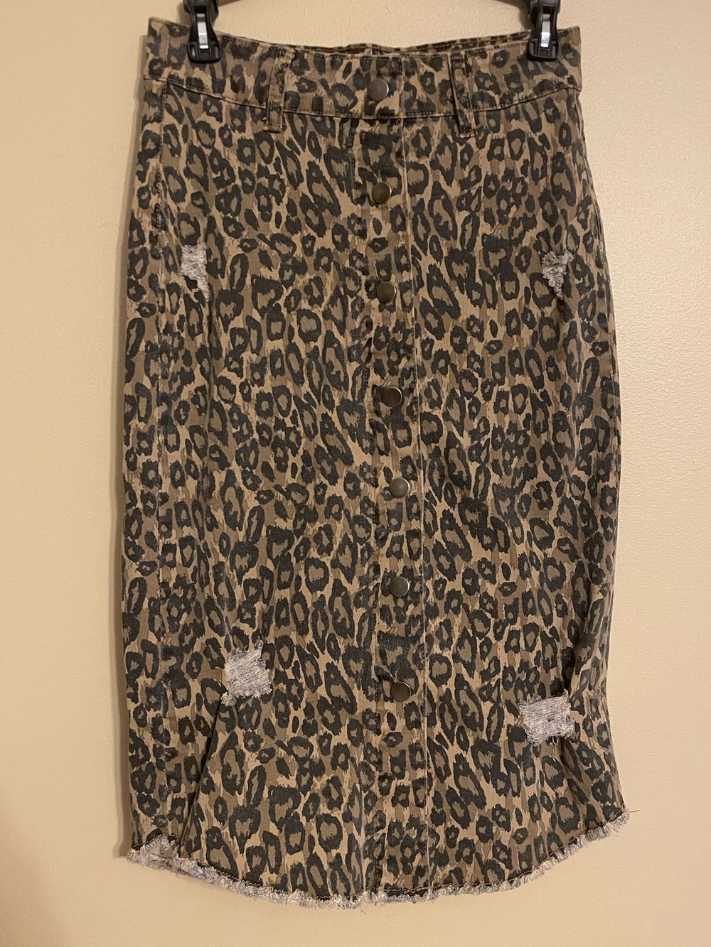 Easel A-line Leopard Print Pencil Midi Skirt Cream Brown size small